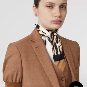 Burberry Animal Print Skinny Silk Scarf - New
